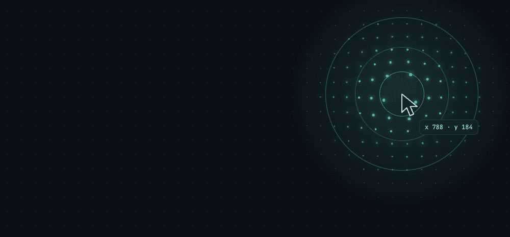 Cursor at the center of a pointer-tracking radar with coordinates